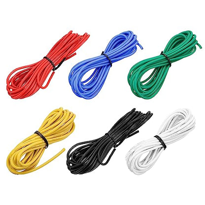 MECCANIXITY 16 Gauge Wire Silicone Wire 16AWG Electrical Wire Stranded Wire Tinned Copper Wire High Temp Hookup Wire 6 Color 3.0m/10ft for Car Model Electric Appliances 6pcs - size: 16AWG, 10ft