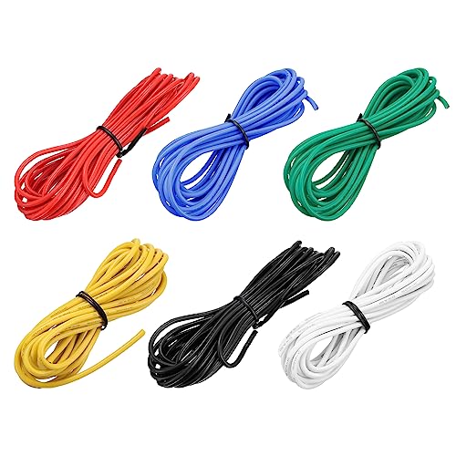 MECCANIXITY 16 Gauge Wire Silicone Wire 16AWG Electrical Wire Stranded Wire Tinned Copper Wire High Temp Hookup Wire 6 Color 3.0m/10ft for Car Model Electric Appliances 6pcs - size: 16AWG, 10ft