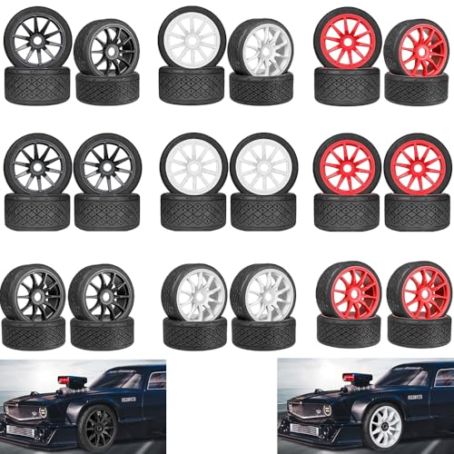1/7 1/8 On Road Tire Set On Road Tire Tyre 17mm Wheel Rims for Arrma 1/7 Infraction Felony FS Racing Model GT RC Car Upgrade On Road Tyre 4Pcs One Set - color: L-white, size: 2Pcs Big 2Pcs Small