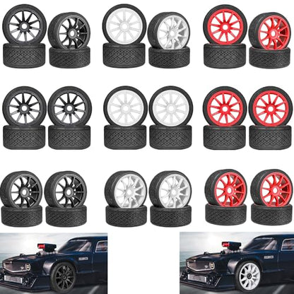 1/7 1/8 On Road Tire Set On Road Tire Tyre 17mm Wheel Rims for Arrma 1/7 Infraction Felony FS Racing Model GT RC Car Upgrade On Road Tyre 4Pcs One Set - color: L-white, size: 2Pcs Big 2Pcs Small