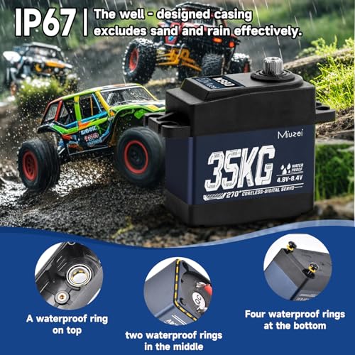 35kg High Torque RC Servo Motor Coreless Metal Gear 270 Degree (1) | Steering Servo Digital Waterproof for Arduino 1/8 1/10 RC Crawler Car Robotic DIY