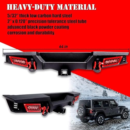JK Front and Rear Bumpers, AAIWA Compatible with 2007-2018 Wrangler JK and JK Unlimited, Built-in Light, Winch Plate, and D-rings Textured Black - size: 2007-2018 JK Bumper with LED lights