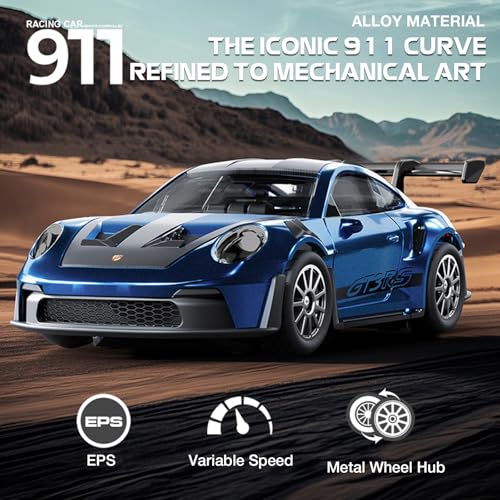 1/43 Scale RC Drift Car, Mini 911 RC Model Car 2.4GHz 4WD RC Alloy D43 Vehicles with Gyro & LED Lights for Adults Hobby Toys (Yellow) - color: 911-yellow