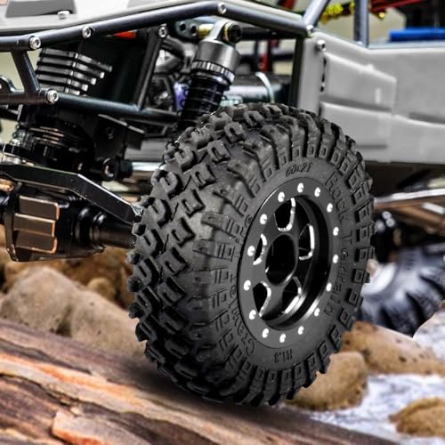 1.3" RC Crawler Tires & Aluminum Beadlock Wheels Rock Terrain Rubber Tires for 1/18 TRX4M, 1/24 SCX24 & Upgraded RC Rock Crawler