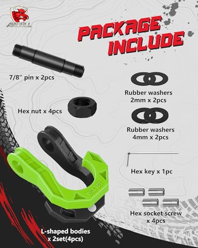 3/4" D Ring Separate Shackles, 52,910lbs Break Strength Easy Open Towing Winch Shackles, Heavy Duty Shackles with 7/8" Screw Pin for Tow Strap Winch Off Road Vehicle Recovery, Blackgreen - color: BlackGreen