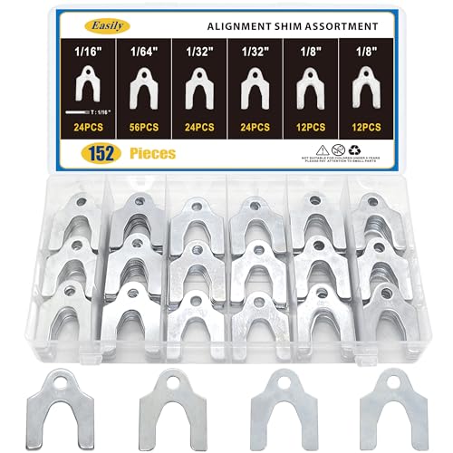152 Pieces Auto Alignment Body Shims 1/16" 1/64" 1/32" 1/8" Car Alignment Shims Spacers Assortment Kit