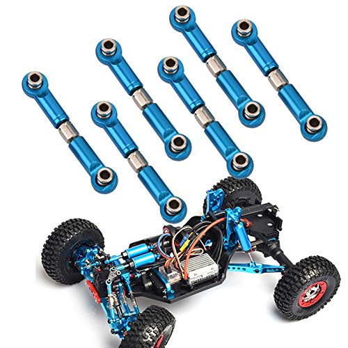 plplaaoo 6PCS Adjustable Front Rear Aluminium Alloy Servo Link Steering RC Truck Upgrade Parts Metal Steering Linkage Rods Set for RC Model Car Upgraded Parts (Blue), Steering Linkage Servo Link