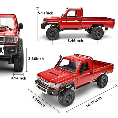 RZAPE RC Rock Crawler 1/12 RC Crawler Off Road RC Truck 4x4 with 2.4GHz Remote Control 280 Brushed Motor All Terrain Rremote Control Truck RTR Proportional Throttle Steering MN-82（Red） - color: Red