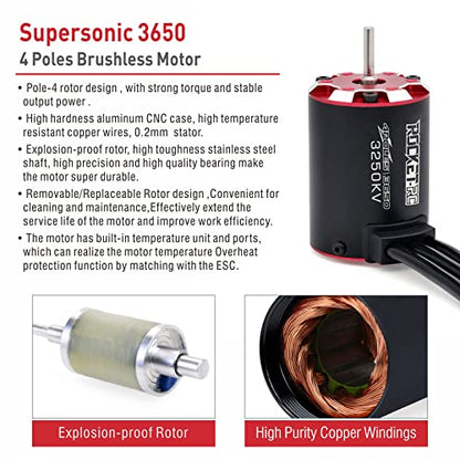 Surpass RC 3650 Brushless Motor V2 3650 3250KV 4 Pole Supersonic Motor for 1/10 RC Car Truck Black - size: 3250kv