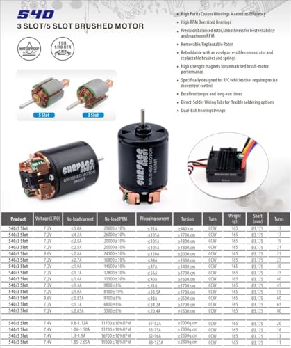 3-Slot 540 Brushed Motor 13T/17T/21T/27T/35T/45T/55T/80T for HSP HPI Tamiya Kyosho TRAXXAS Yokomo WLtoys 1/10 Off-Road Rock Crawler RC Car (17T)