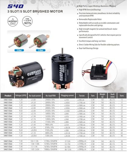 3-Slot 540 Brushed Motor 13T/17T/21T/27T/35T/45T/55T/80T for HSP HPI Tamiya Kyosho TRAXXAS Yokomo WLtoys 1/10 Off-Road Rock Crawler RC Car (17T)