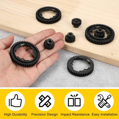 MECCANIXITY M1 Hardened Steel Spur Gear, 50T/18T 5mm Shaft Hardened Steel Upgrades Main Spur Gear for Brushless Brush Motor Model Car (Pack of 2, Black) - size: 50T/18T