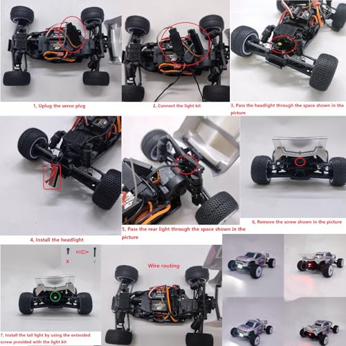 RC Front & Rear LED Lights Kit for Losi 1/28 Micro-T 2WD RC car Headlight&Taillight Parts