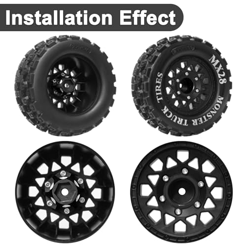 LRFHL 1/10 6x30 to 14mm Hex Adapters for 1/10 Proline Arrma Senton Granite | 20mm Thickness, Aluminum Wheel Hex Hub Adapter Upgrade Parts, Black - color: Black 14mm