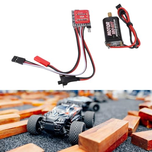 Changor 30A Mini Brush ESC Powerful Brushed Electronic Speed Controller with Brake for 1/16 1/18 /24 RC Cars Boats Compact Design (60T) - size: 60T