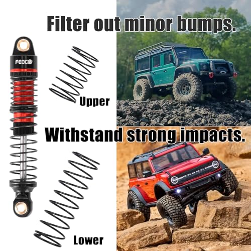 DSS18 Shocks 51MM Oil-Filled Dual Spring Shock Absorber CNC Long Threaded Oil Damper With Spring For TRX4MT TRX4M Upgrades 1/18 RC Crawler - style: 51mm red