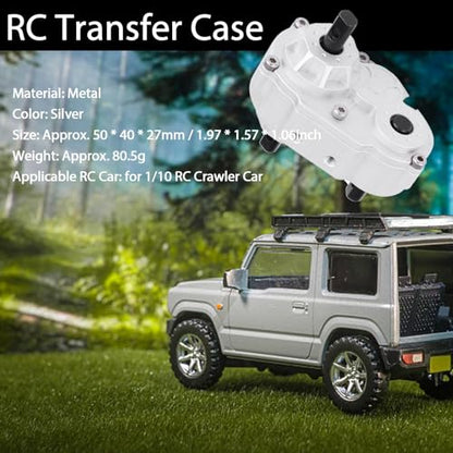 RC Transfer Case, RC Crawler Metal Transfer Gearbox 50x40x27mm/1.97x1.57x1.06in Model Vehicle Replacement Accessory for 1/10 RC Crawler Car