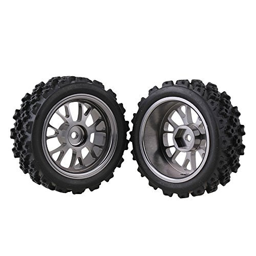 Mxfans Black Flower Pattern Aluminum Alloy Y-Shaped Wheel Titanium Color + Rally tire Skin 65MM Suitable for RC 1:10 Road Racing 4-Piece Set