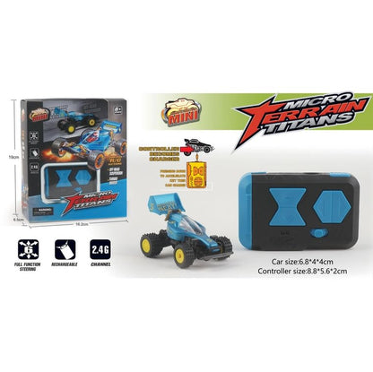 Mini RC Buggy Off-Road 1:64 Scale Upgraded 2.4G 5-Channel 7CM RC Radio Wireless Remote Control Car Coke Can Micro Racing Pocket Portable Truck for Multi-Users (Blue) - color: Blue-buggy