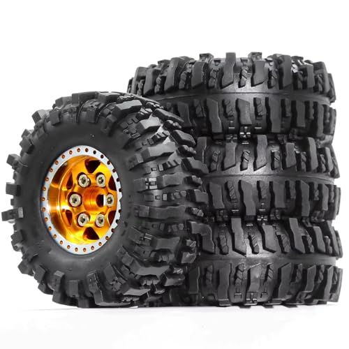 RC Tyre Tires for FMS FCX24M for Camel Cup 1/24 RC Crawler Car Upgrade Parts Accessories 4pcs 55mm Metal Beadlock Wheel Rim Rubber Tire Set