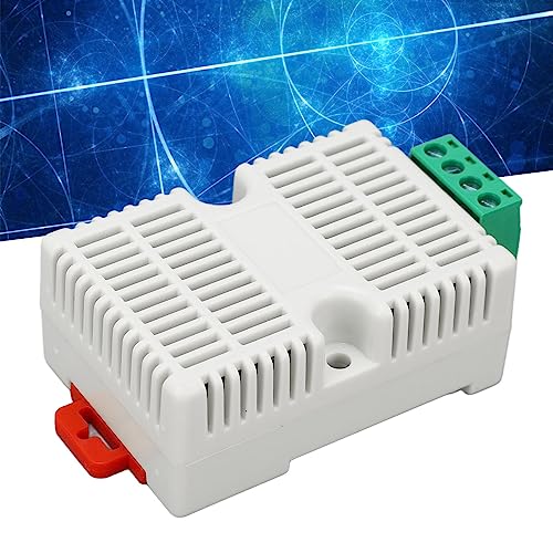 RS485 Temperature Humidity Transmitter, DIN Rail Sensor Module with Digital Chip Industrial Monitoring for PLC Cabinet Server Room ABS DC12V 1 Pack