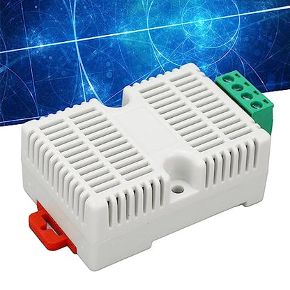 RS485 Temperature Humidity Transmitter, DIN Rail Sensor Module with Digital Chip Industrial Monitoring for PLC Cabinet Server Room ABS DC12V 1 Pack