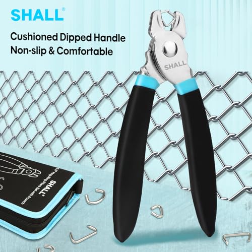 SHALL Hog Ring Pliers Kit with 600pcs Galvanized Hog Rings (3/8’’, 1/2’’, 3/4’’) for Upholstery, Fence, Animal Pet Cages, Bungee Cords, Bagging, Protective Gloves, Storage Case & Bag Included - style: Straight Head