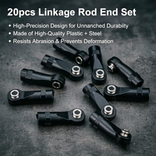 20Pcs RC Linkage Rod Ends,M3 Ball Joint Head Set for Traxxas TRX-4 Axial SCX10 HSP 90046 90047 1/10 RC Crawlers Car Upgrade Parts (20pcs Bent A) - style: 20pcs Bent A