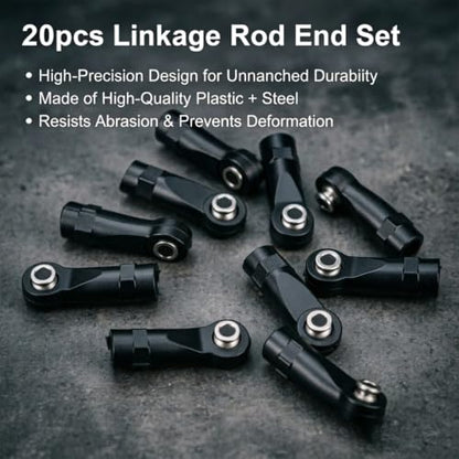 20Pcs RC Linkage Rod Ends,M3 Ball Joint Head Set for Traxxas TRX-4 Axial SCX10 HSP 90046 90047 1/10 RC Crawlers Car Upgrade Parts (20pcs Bent A) - style: 20pcs Bent A