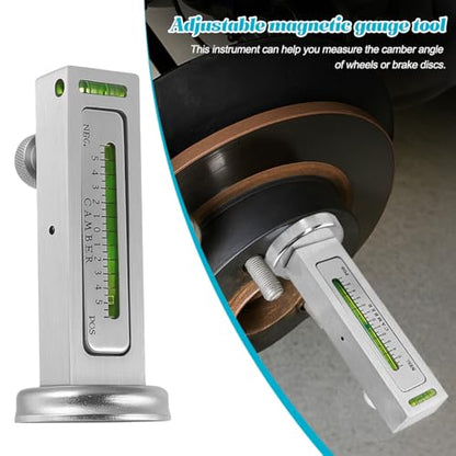Car Adjustable Magnetic Gauge Tool, Vehicle Camber Castor Strut Tire Alignment Tools with Magnetic Base, Automotive Wheel Repair Accessories, Universal for SUV RV Truck (Black/White) - color: Black/White