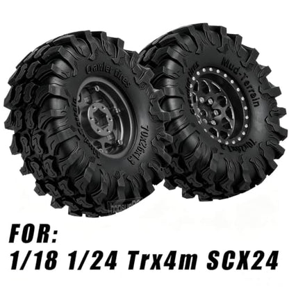 for 1/18 1/24 Axia l SCX24 TRX4M,1.3 Beadlock RC Wheels and Tires,1.3" Aluminum & Brass RC Wheel Hub Rim Rubber Tires RC Truck Tires Heavy Duty Rim.Black 4PCS - color: (4pcs）black
