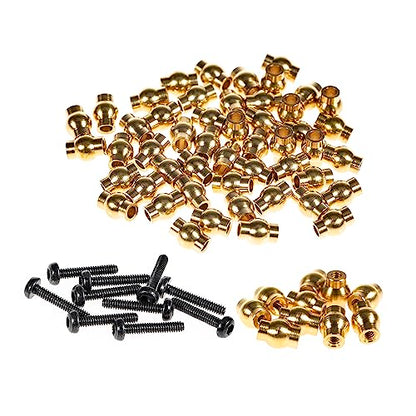 RampCrab RC Rod Ends Ball Studs Joints Set for SCX24 AX24, 60 Pcs Brass Ball, Upgrades Parts for 1/24 RC Crawler Car, Brass Upgrades Accessories Come with Screws