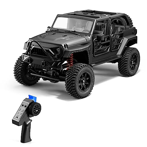 GoolRC 1:12 Scale 4 Wheel Drive Remote Control Car, Off-Road Truck with Lights, 2.4G Remote Control Crawler - color: Black, size: 1 Battery