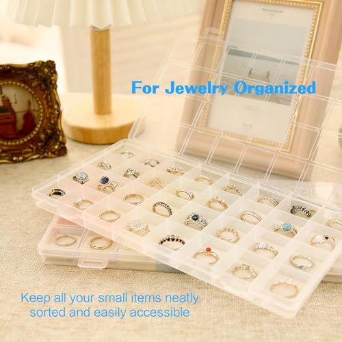 32-Grid Clear Plastic Beads Jewelry Organizer Box Small Parts Storage-2pack - color: 2 pack