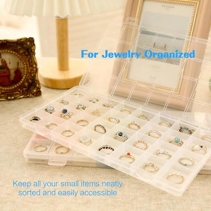 32-Grid Clear Plastic Beads Jewelry Organizer Box Small Parts Storage-2pack - color: 2 pack