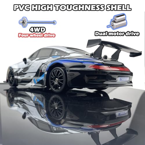 HTURCCOP RC Drift Car 2.4GHz 1:24 Scale 4WD High Speed Remote Control Cars Vehicle with LED Lights Two Batteries and Drifting Tires Racing Sport Toy Cars for Adults Boys Girls Kids - color: White