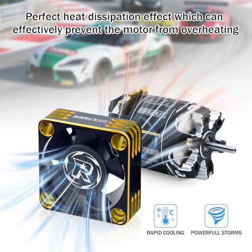 2Pack RC Cooling Fan 30mm 28000RPM 8.4V Aluminum ESC Heatsink for RC Car 1/8 1/10 1/12 Scale 540 550 Brushless Motor (Black Gold) - style: 2pack 30mm Black Gold