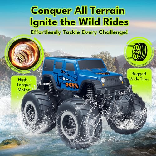 Threeking 1:16 Amphibious SUV Monster Truck All Terrain RC Car Crawler Toys | Waterproof Durable 4WD Off-Road Remote Control Cars Unique Toy Gifts for Boys Girls Ages 6-12 - color: Suv