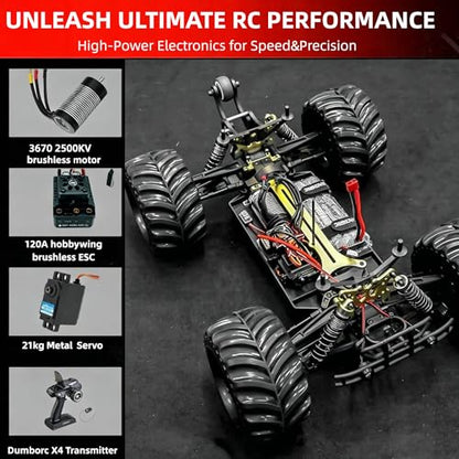 JLBRACIGRC 1/10 RTR Brushless Fast RC Cars for Adults Set of 2, Max 80+KM/H Hobby Electric Off-Road RC Truck with 3S Lipo Battery, Waterproof Remote Control Car, 4WD RC Car All Terrain Off Road Gift