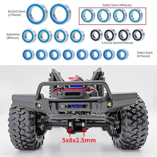 Bearing Kit for TRX4M for Bronco for Defender 1/18 RC Crawler Replacement Parts rc Car Modified Pieces 22Pcs Sealed Ball Bearing Set