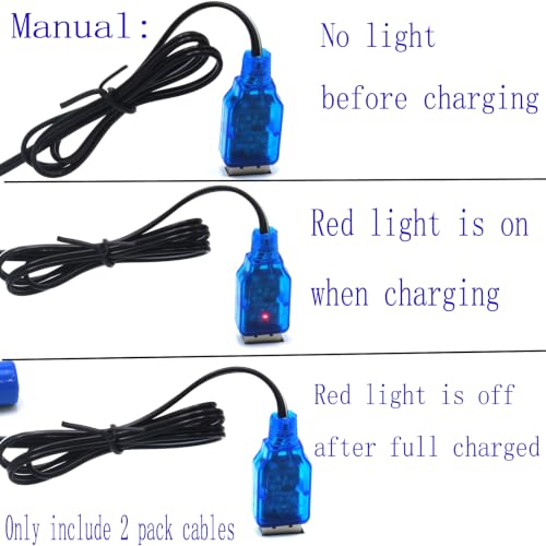 Blomiky 2 Pack 3.7V 0.5A Lithium Battery Charge Cable with SM-2P Black Plug for Some Kind of Mini RC Amphibious Stunt Car Boat Trucks 1S Li-ion and Li-Po Battery / 3.7V USB 2