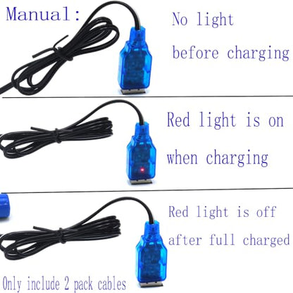 Blomiky 2 Pack 3.7V 0.5A Lithium Battery Charge Cable with SM-2P Black Plug for Some Kind of Mini RC Amphibious Stunt Car Boat Trucks 1S Li-ion and Li-Po Battery / 3.7V USB 2