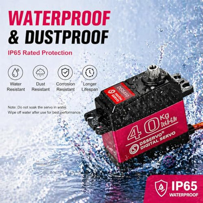 Pack of 2 40KG Digital RC Servo Motor Full Metal Gear - 270 Degrees - size: 40kg x 2PCS(270°)