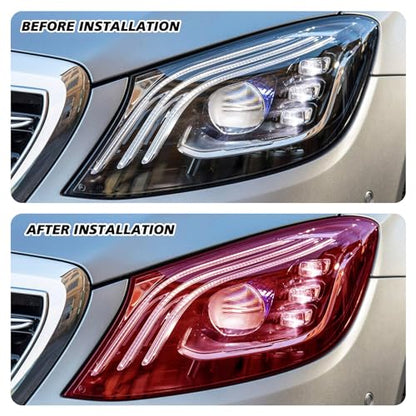 Tint Film for Taillight Headlight Fog Light, 12×48 Inches Vinyl Self-Adhesive Car Tail Light Tape, Brake Light Headlight Cover Protection Film Color Shiny Chameleon Sticker (Red) - color: Red