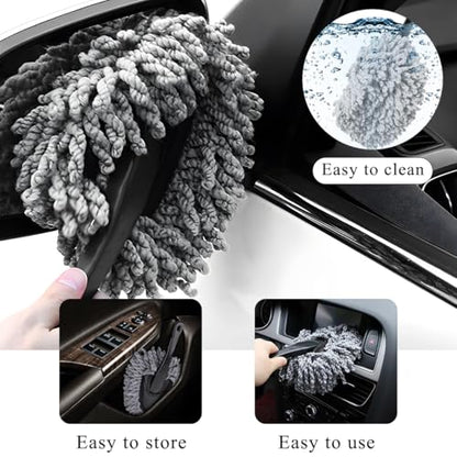 KVAEY Car Dash Duster Brush, Super Soft Microfiber Multi-Functional Car Cleaning Brush, Scratch Free Dash Dusting Tool with a Anti-Skid Handle for Vehicle Home Kitchen Cleaning (Gray) - color: Gray