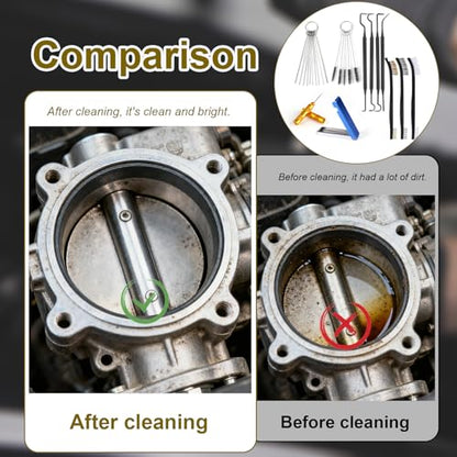Penitue Carburetor Cleaning Kit, 3 Double Head Brushes 32 Needles 10 Nylon Brushes 4 Hooks 1 Scraper 1 Wrench Small Engine Spray Jet Cleaner for Motorcycle Airbrush Throttle Body Torch Tip Carb Tools