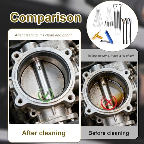 Penitue Carburetor Cleaning Kit, 3 Double Head Brushes 32 Needles 10 Nylon Brushes 4 Hooks 1 Scraper 1 Wrench Small Engine Spray Jet Cleaner for Motorcycle Airbrush Throttle Body Torch Tip Carb Tools