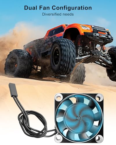 16000RPM RC Motor Cooling Fan Fit for 1:6 1:5 Scale RC Car Turck | 8.5V 40mm Aluminum Heatsink Fans 40mm 50mm Diameter, Silver Black, 2Pcs