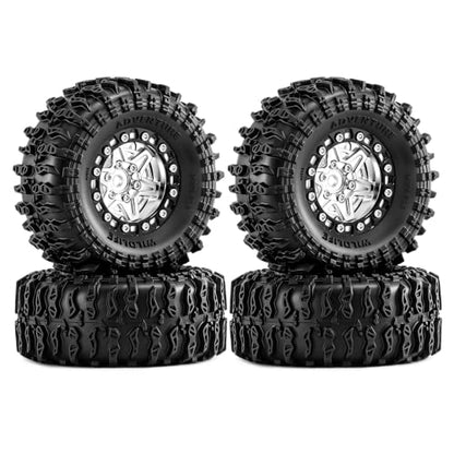 1.3" Beadlock Wheels and Tires for SCX24 TRX4M 1/18 1/24 RC Crawlers – Aluminum Rims, Rubber Tires with Foam Inserts, Easy-Install Upgrade Parts (Silver) - color: Silver 311