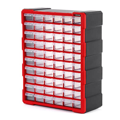 Small Parts Organizer for Hardware & Screws | 60 Removable Bins with Dividers | Wall Mount or Desktop Craft & Lego Storage Cabinet | 19” x 15” x 6” BX08-4016 - style: 60 Drawers